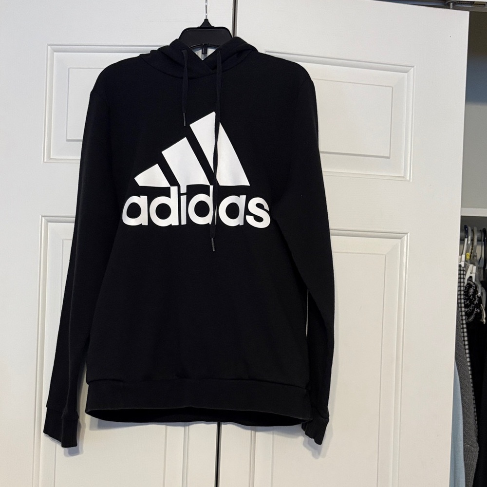 adidas Black Hoodie with White Logo Trefoil